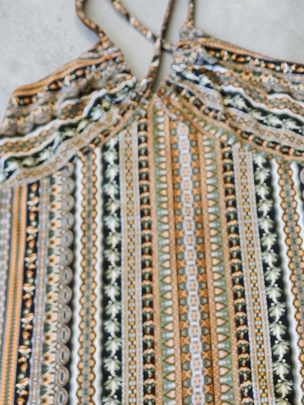 Striped Halter Maxi Dress in Brown and Cream NWOT - Picture 3 of 6